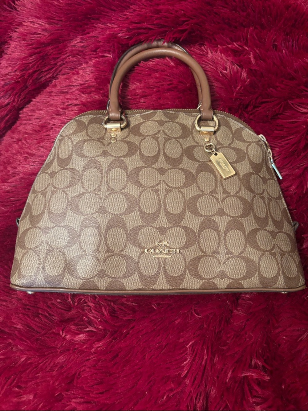 Coach Monogram Dome Satchel - Brown/Tan